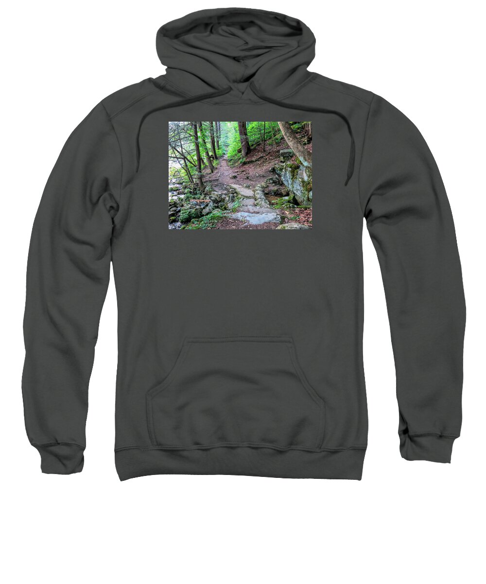 Path Sweatshirt featuring the photograph Path Over Limestone Spring by Jean Macaluso