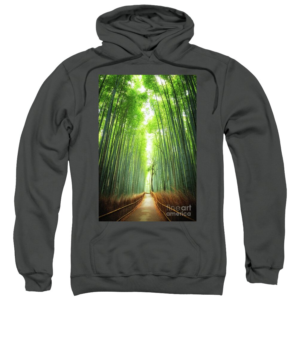 Bamboo Sweatshirt featuring the photograph Pathway through the bamboo grove Kyoto by Jane Rix