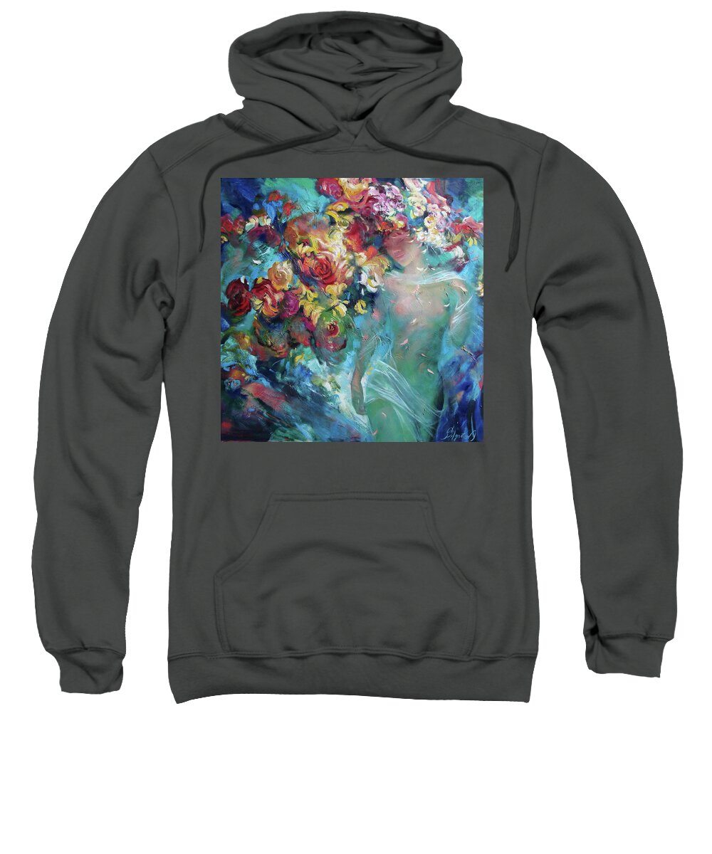 Ignatenko Sweatshirt featuring the painting Pavetrulya - The daughter of the forest king by Sergey Ignatenko