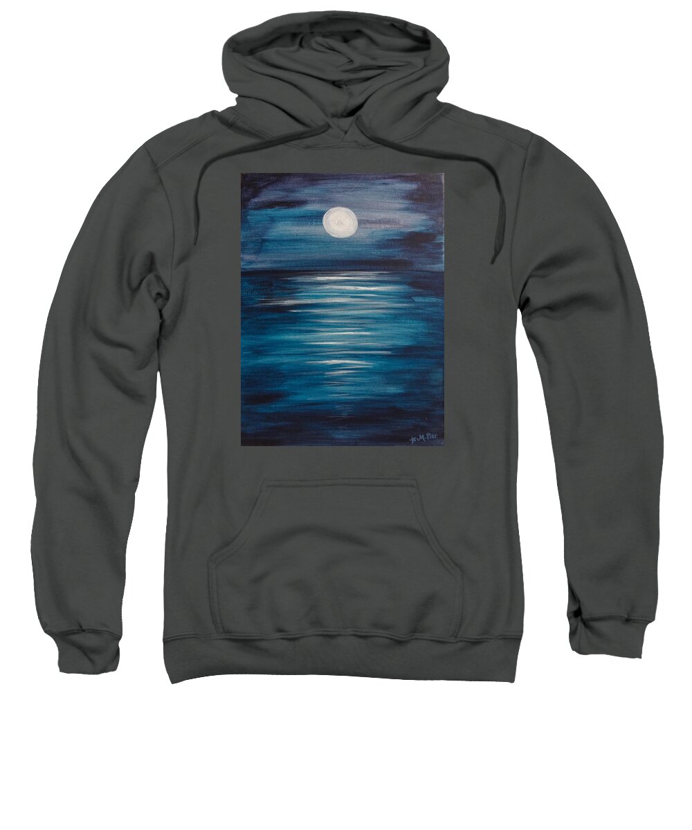 Peaceful Sweatshirt featuring the painting Peaceful Moon at Sea by Michelle Pier