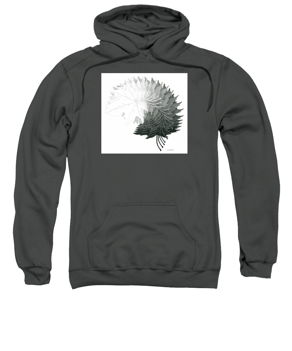 Drawing Sweatshirt featuring the drawing Pencil Drawing of Maple Leaves by Karla Beatty