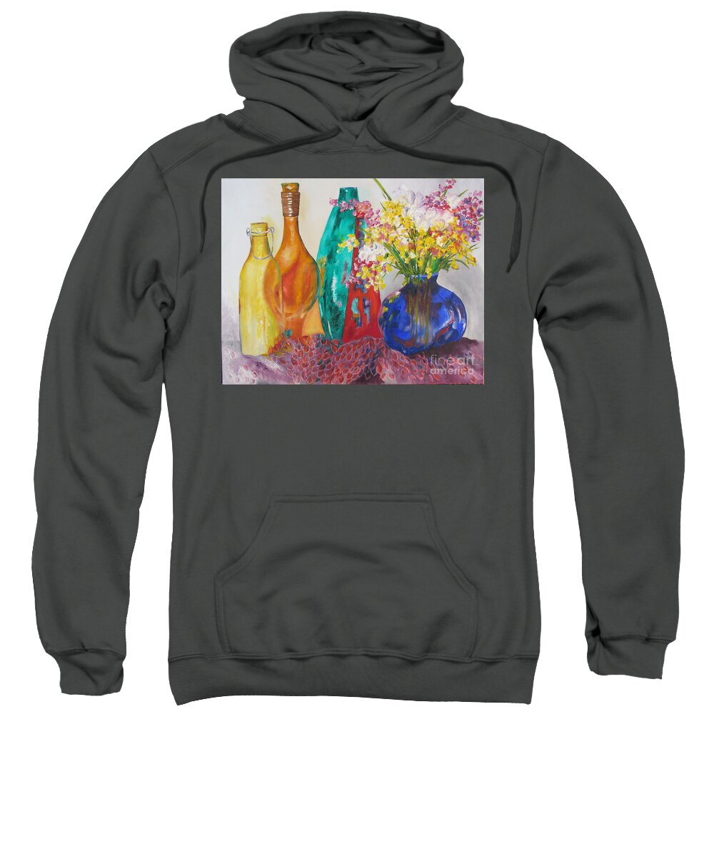Still Life Sweatshirt featuring the painting Pentallegro, the Happy Five by Lisa Boyd