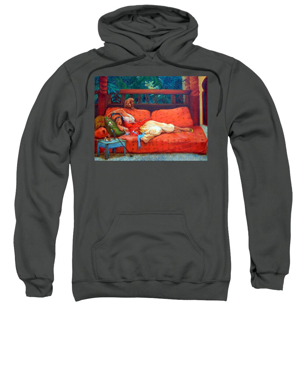 Figurative Art Sweatshirt featuring the painting Petite Somme after A. Bridgman by Portraits By NC