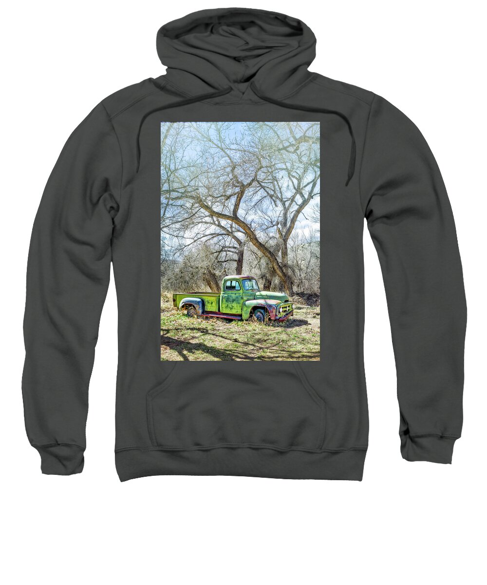 Abiquiu Sweatshirt featuring the photograph Pickup under a tree by Robert FERD Frank