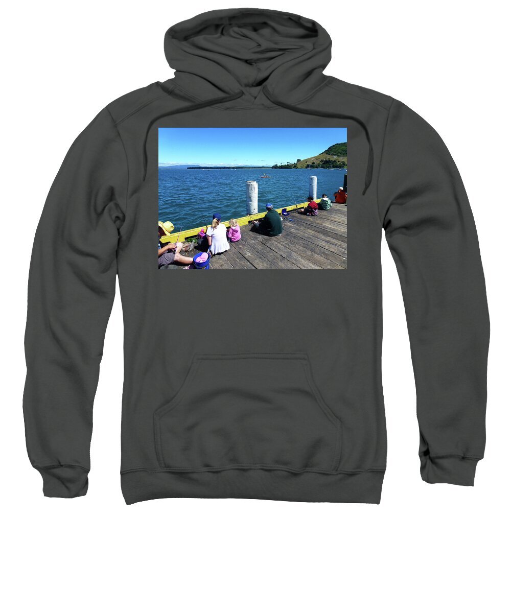 Pilot Bay Sweatshirt featuring the photograph Pilot Bay 1 - Mount Maunganui Tauranga New Zealand by Selena Boron