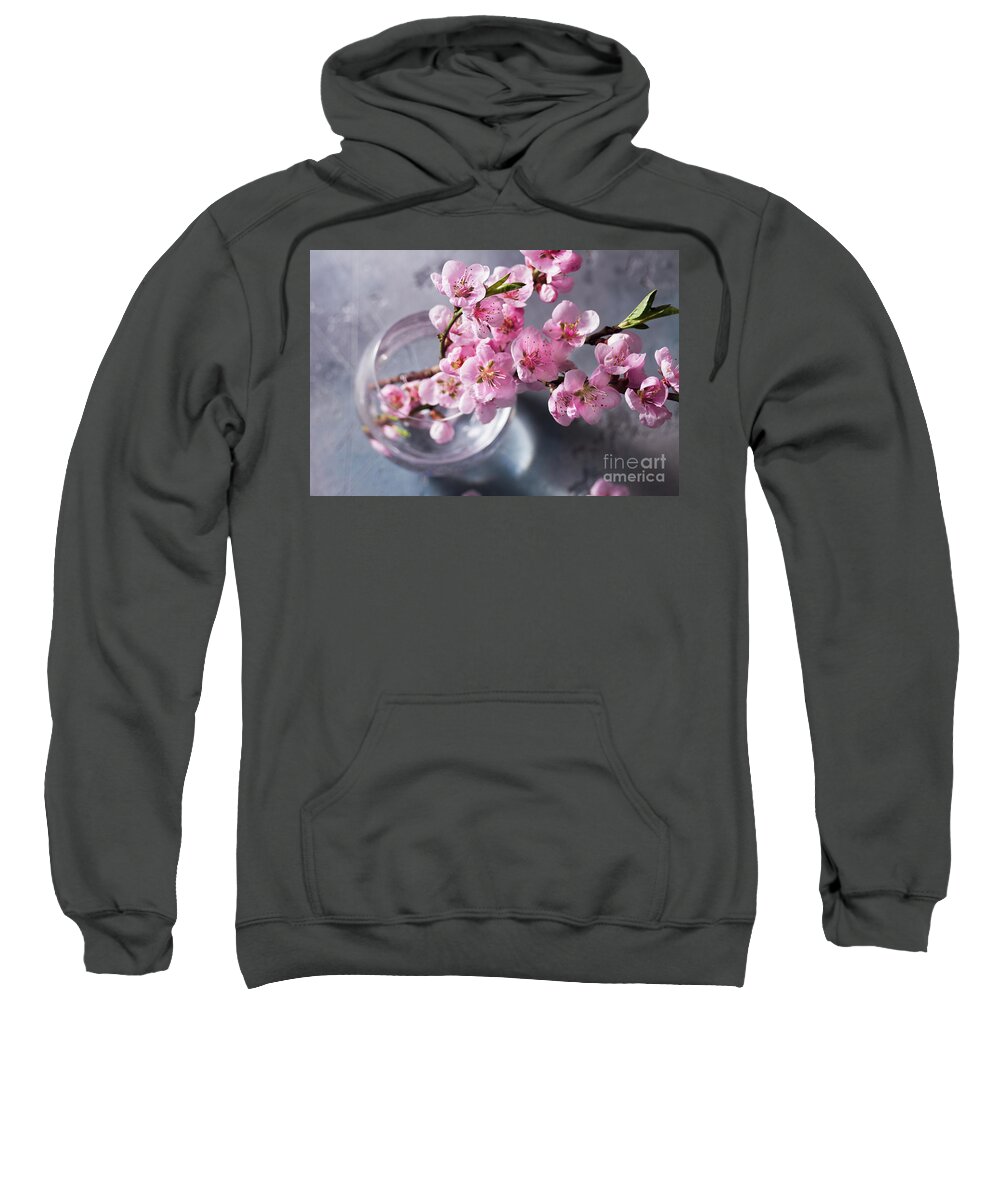 Cherry Sweatshirt featuring the photograph Pink Cherry Blossom by Anastasy Yarmolovich