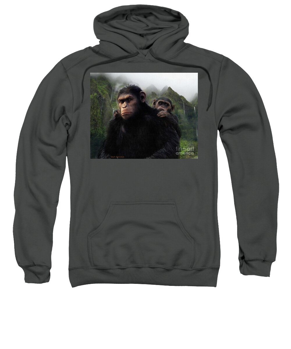 Planet Of The Apes Sweatshirt featuring the painting Planet of the Apes 4 by Carl Gouveia
