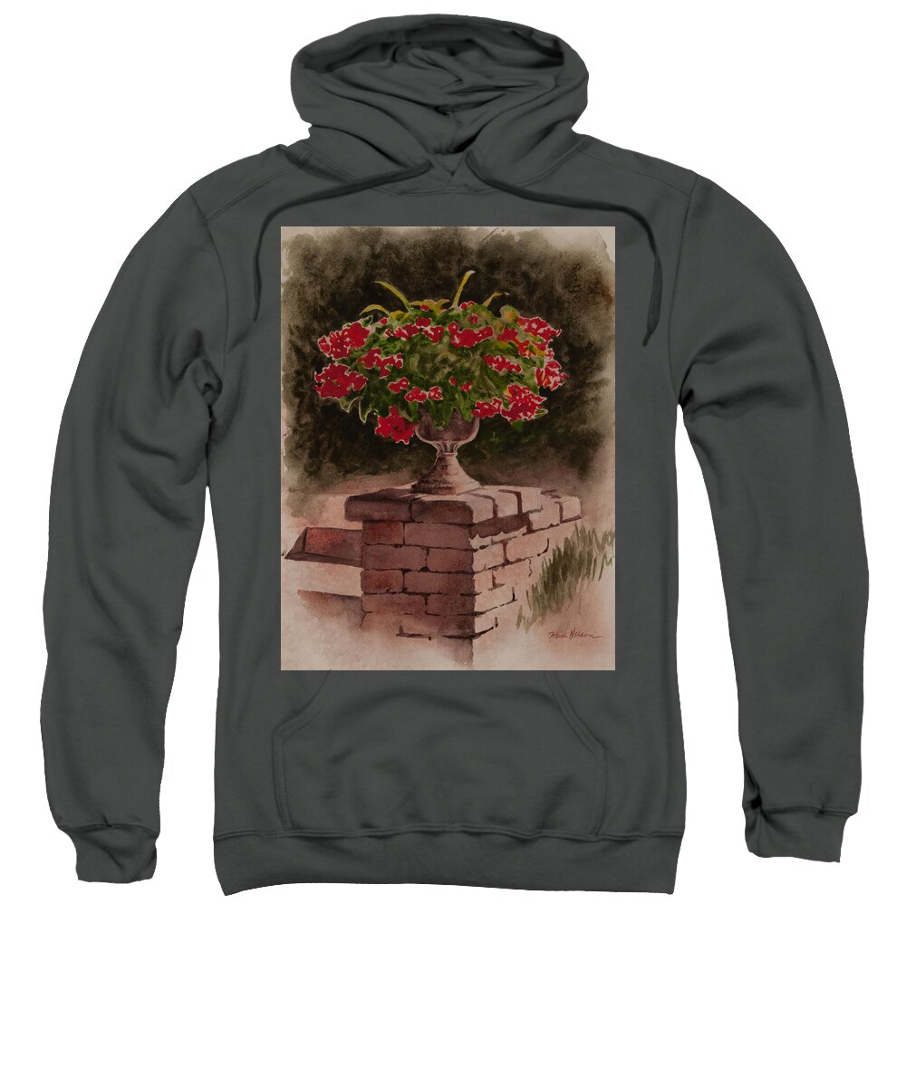 Floral Sweatshirt featuring the painting Planter Vignette by Heidi E Nelson