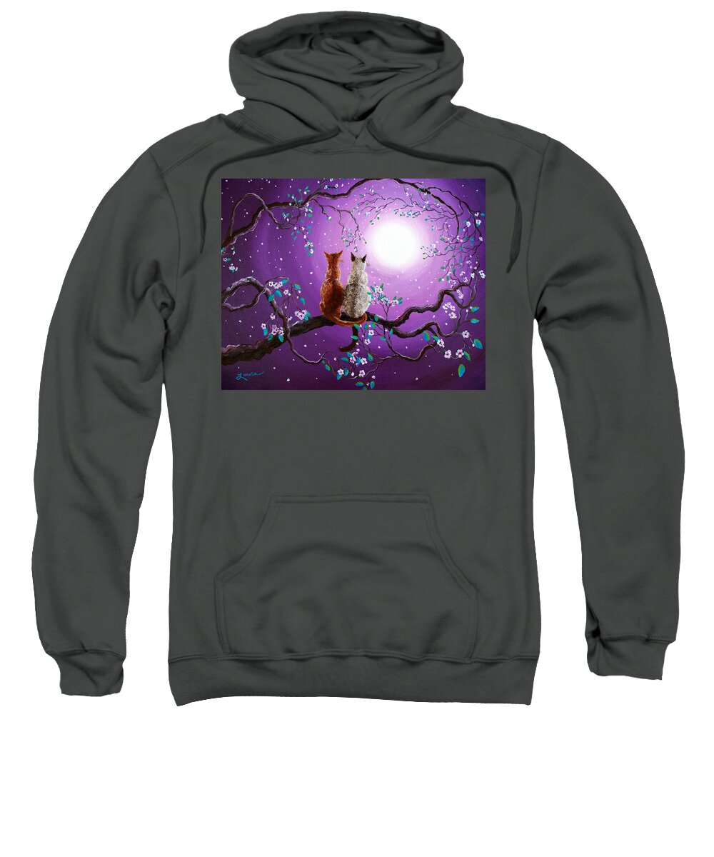 Zen Sweatshirt featuring the painting Plum Blossoms in Pale Moonlight by Laura Iverson
