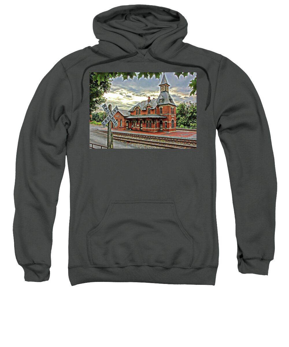 Point Of Rocks Sweatshirt featuring the photograph Point of Rocks Train Station by Suzanne Stout