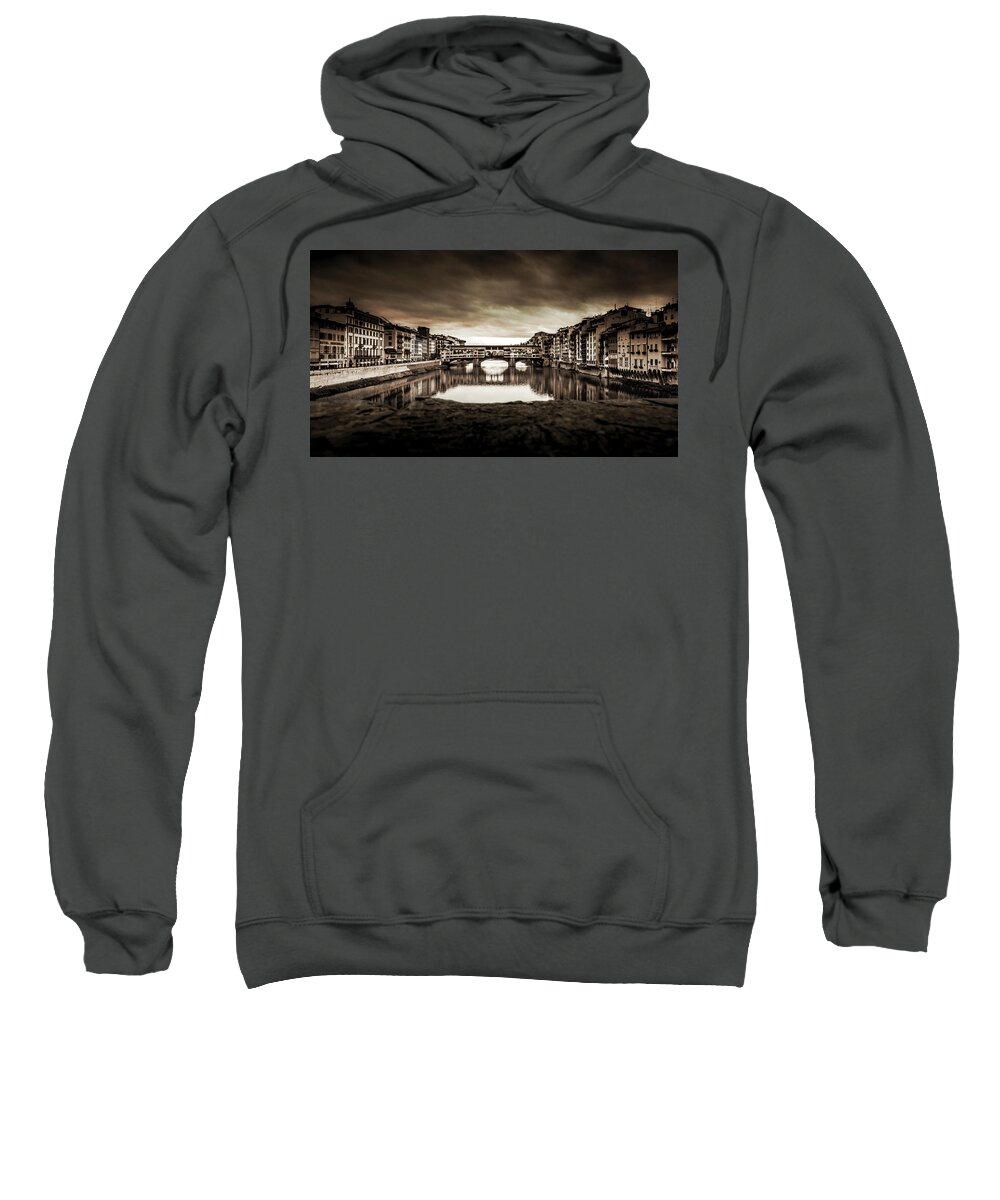 Arno Sweatshirt featuring the photograph Ponte Vecchio in Sepia by Sonny Marcyan