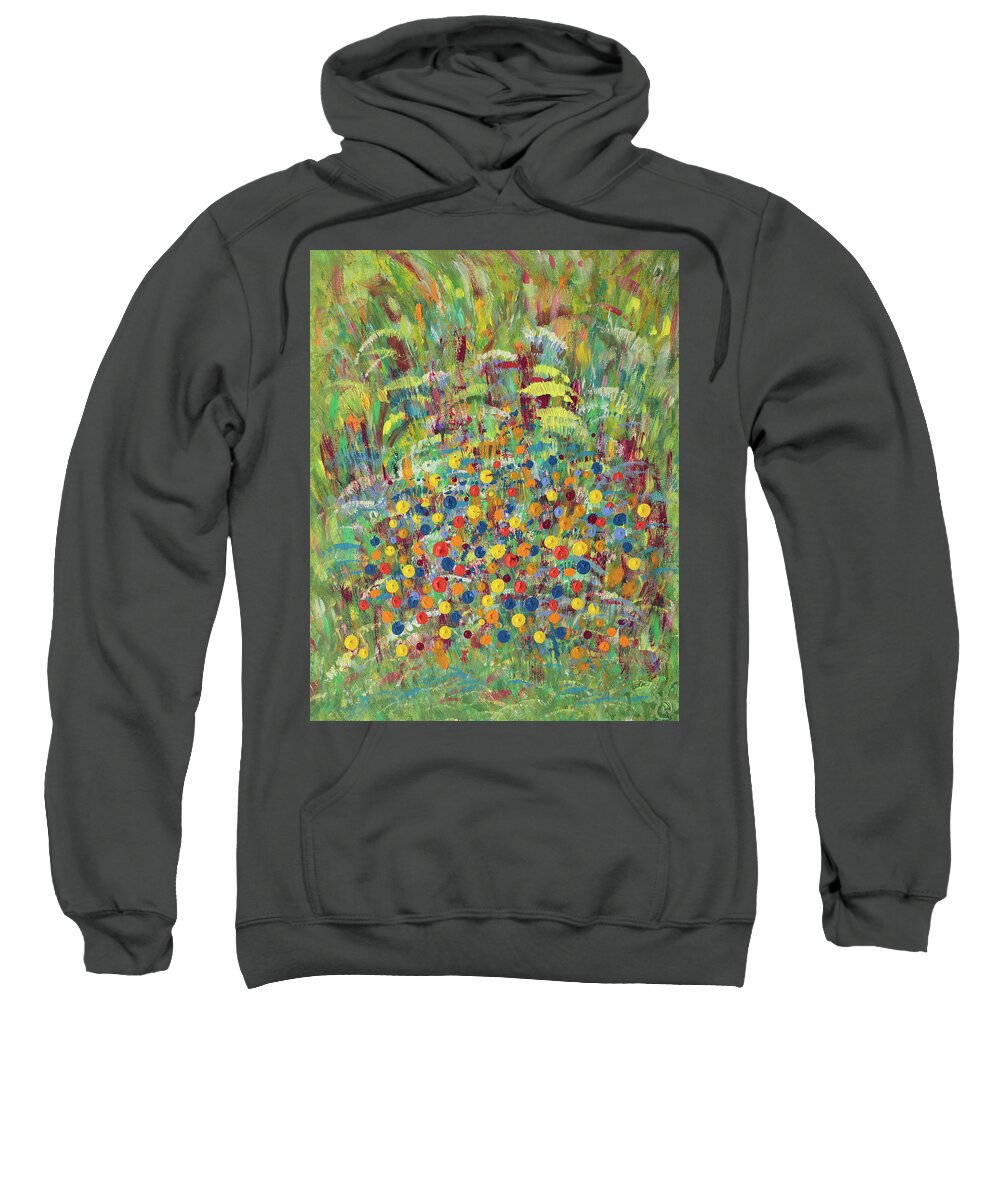 Flowers Sweatshirt featuring the painting Pop Ups by Bjorn Sjogren