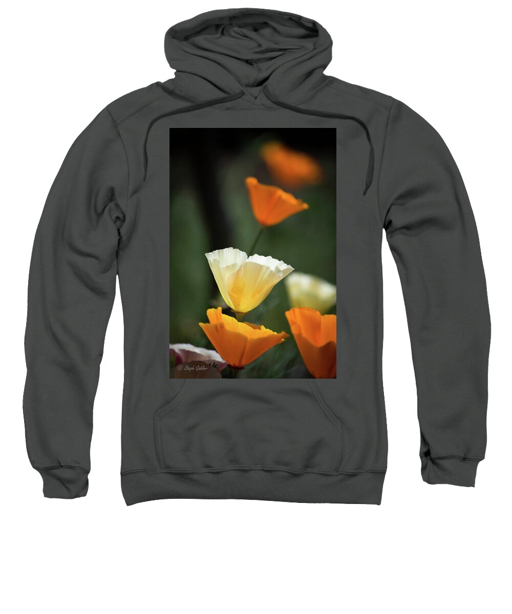 Orange Sweatshirt featuring the photograph Poppy Glow by Steph Gabler