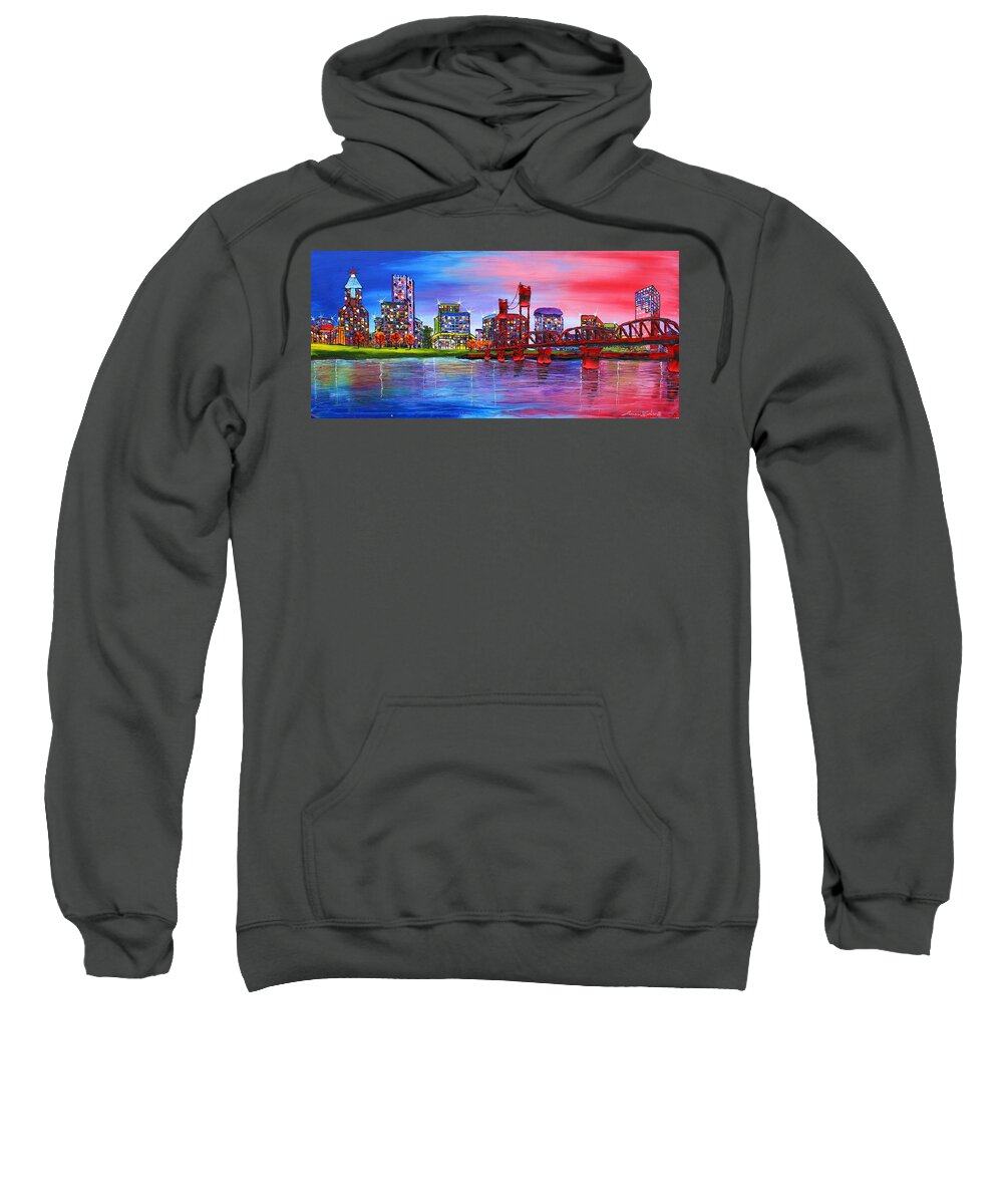  Sweatshirt featuring the painting Portland City Lights #106 by James Dunbar