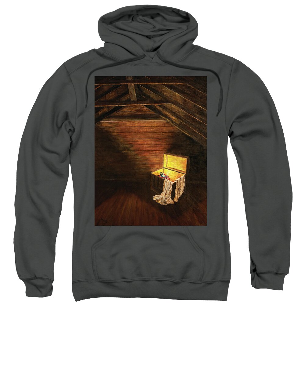 Attic Sweatshirt featuring the painting Portrait of a Friend by Marg Wolf