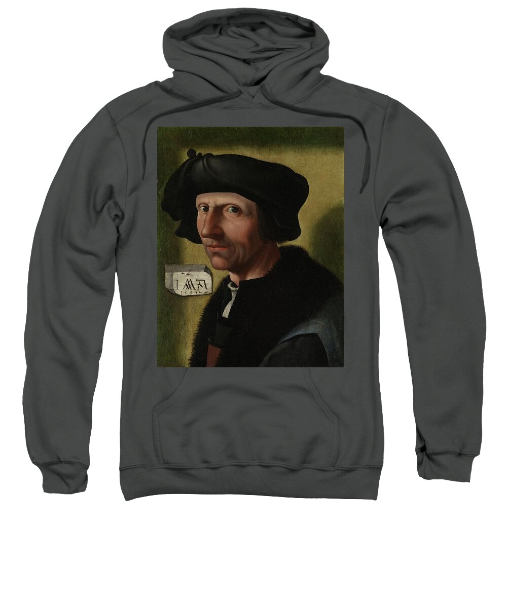 Portrait Of Painter Sweatshirt featuring the painting Portrait of Jacob Cornelisz van Oostsanen by Vincent Monozlay