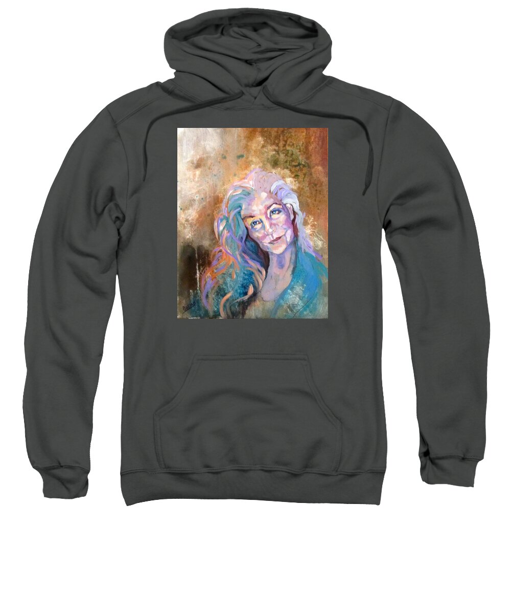 Woman Sweatshirt featuring the painting Portrait of the Artist by Barbara O'Toole
