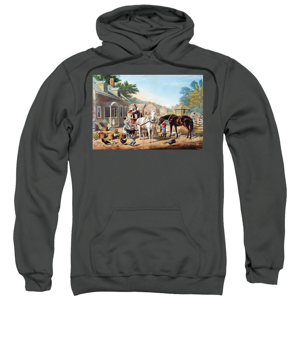  Sweatshirt featuring the painting Preparing For Market (c&i) by Granger