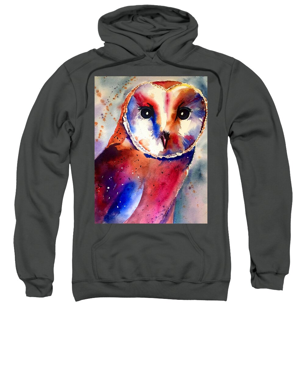 Owl Sweatshirt featuring the painting Present Moment by Michal Madison