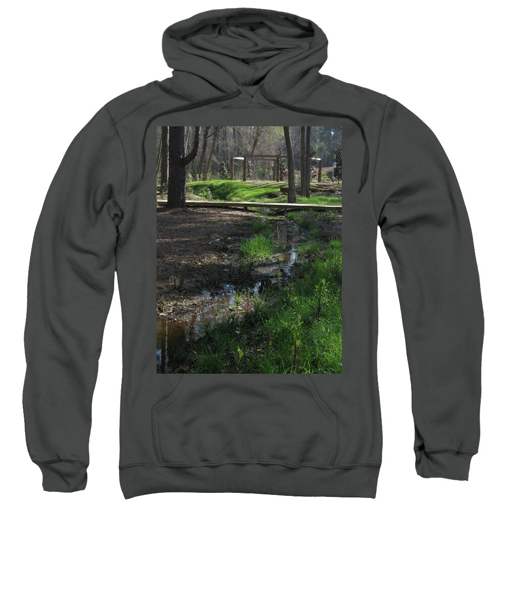 Wetlands Sweatshirt featuring the photograph Puddles on Top of the Boardwalk by Judith Lauter