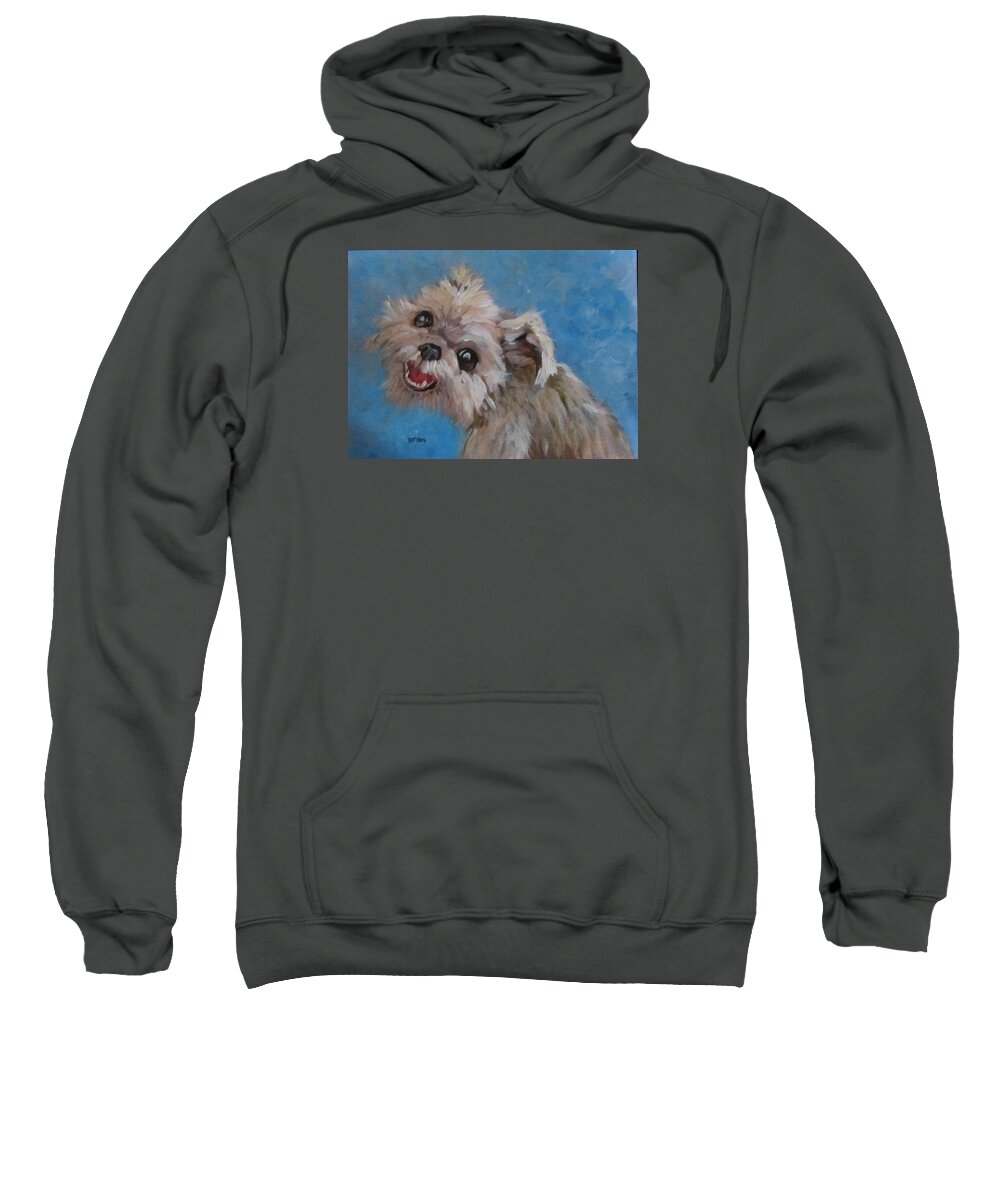 Dog Sweatshirt featuring the painting Pudgy Smiles by Barbara O'Toole