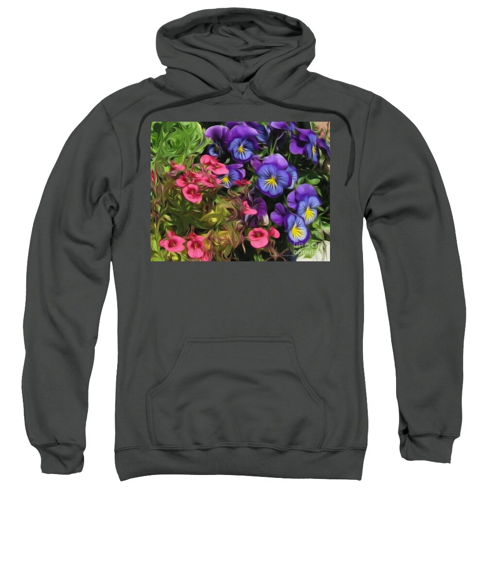 Photography Sweatshirt featuring the digital art Purple and Pink Beauties by Kathie Chicoine
