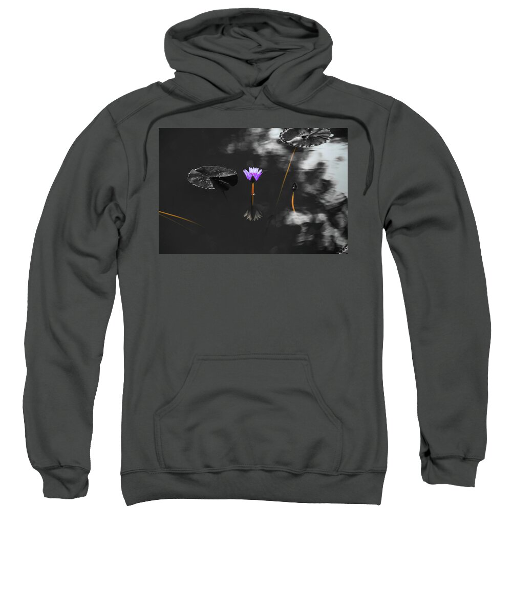 Bloom Sweatshirt featuring the photograph Purple Lily in Black and White by Dennis Dame