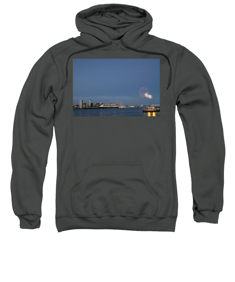  Cunard Sweatshirt featuring the photograph Queen Mary 2 celebrates #175 by Spikey Mouse Photography