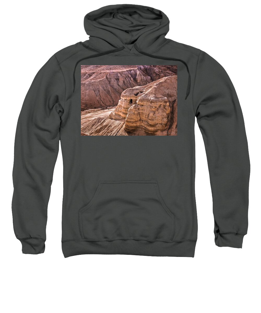 Landscape Sweatshirt featuring the photograph Qumran Cave 4, Israel by Brian Tada