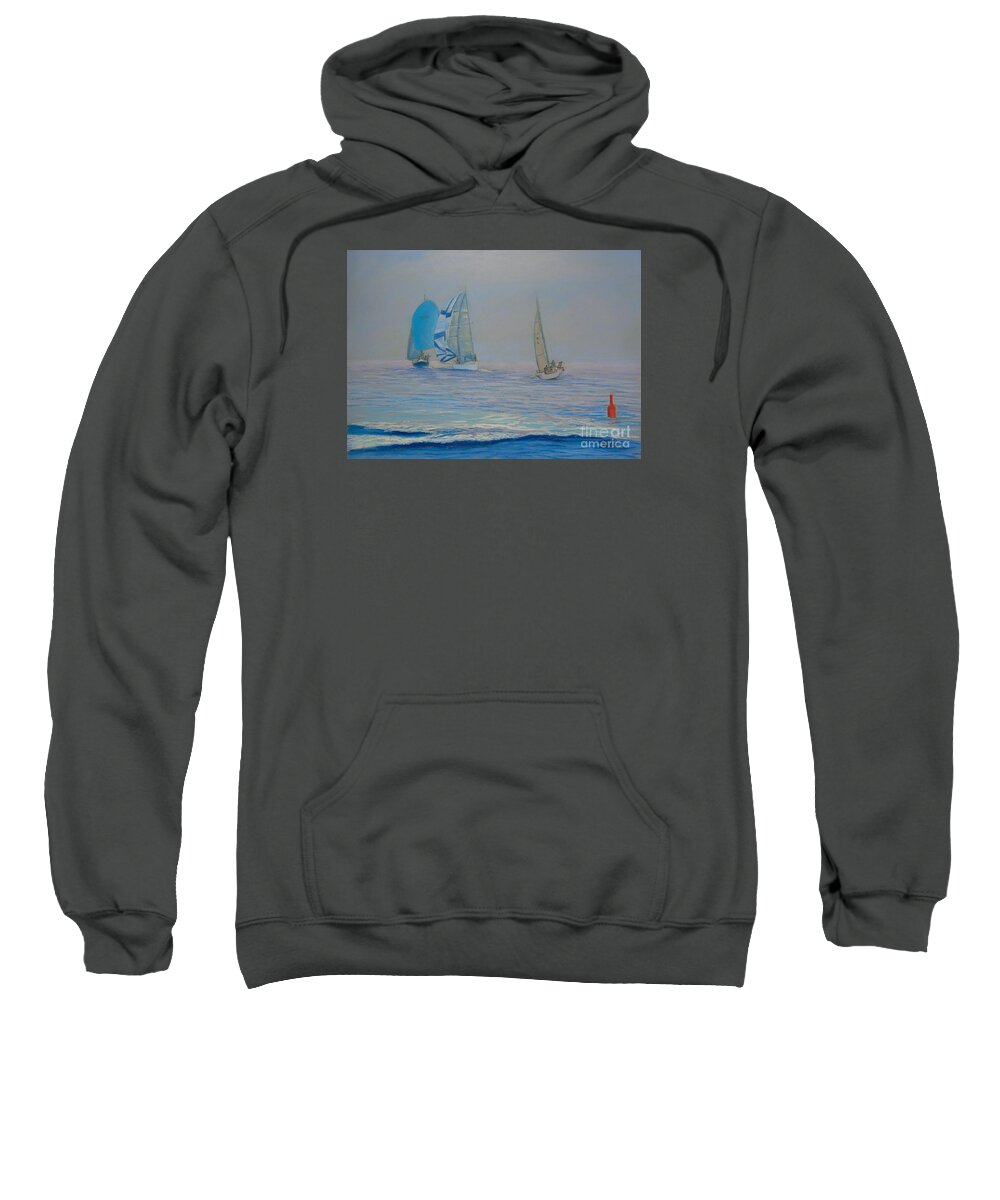 Pastels Sweatshirt featuring the pastel Raceing in the Fog by Rae Smith
