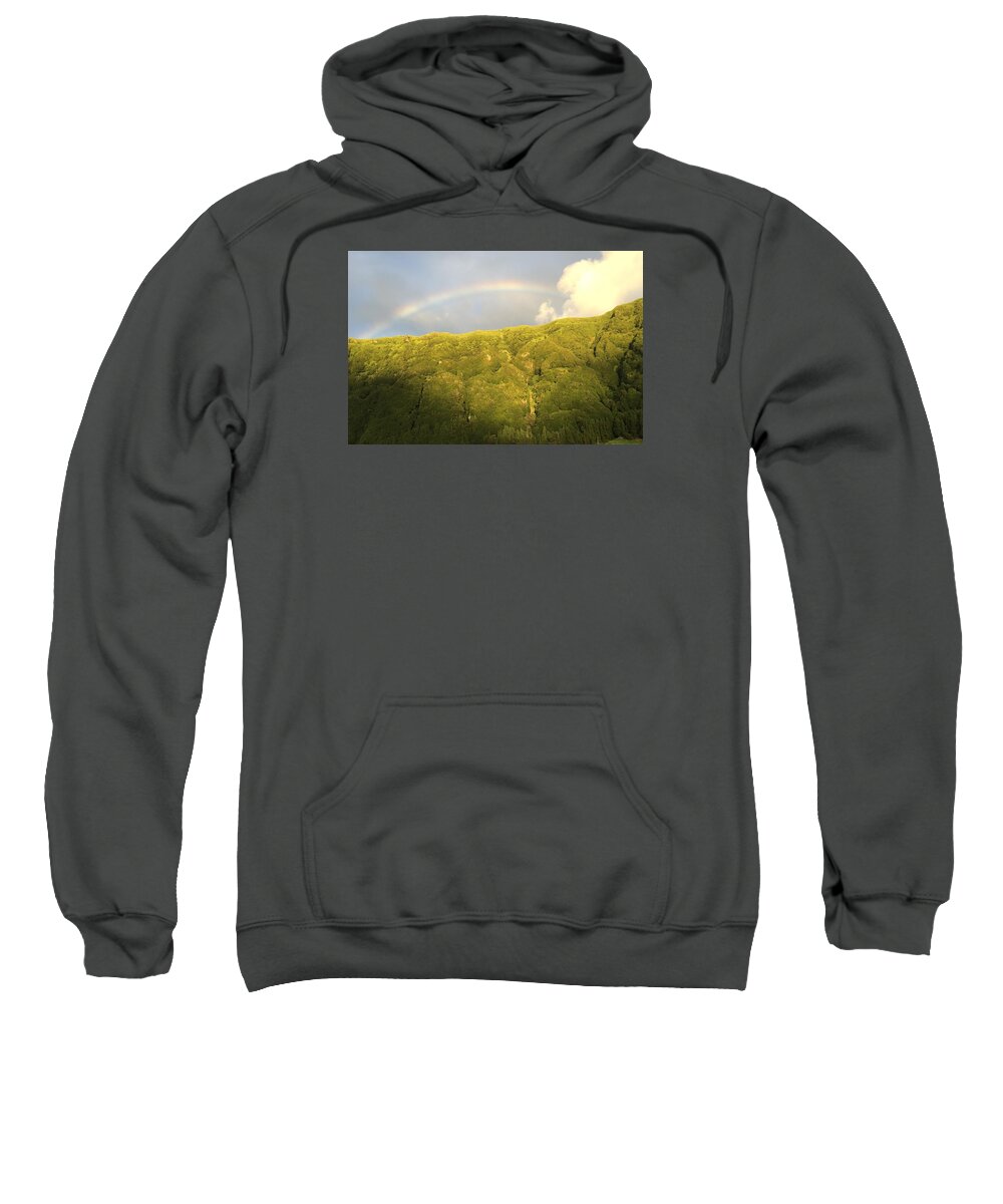 Landscape Sweatshirt featuring the photograph Rainbow behind Green by Matthias Meyer