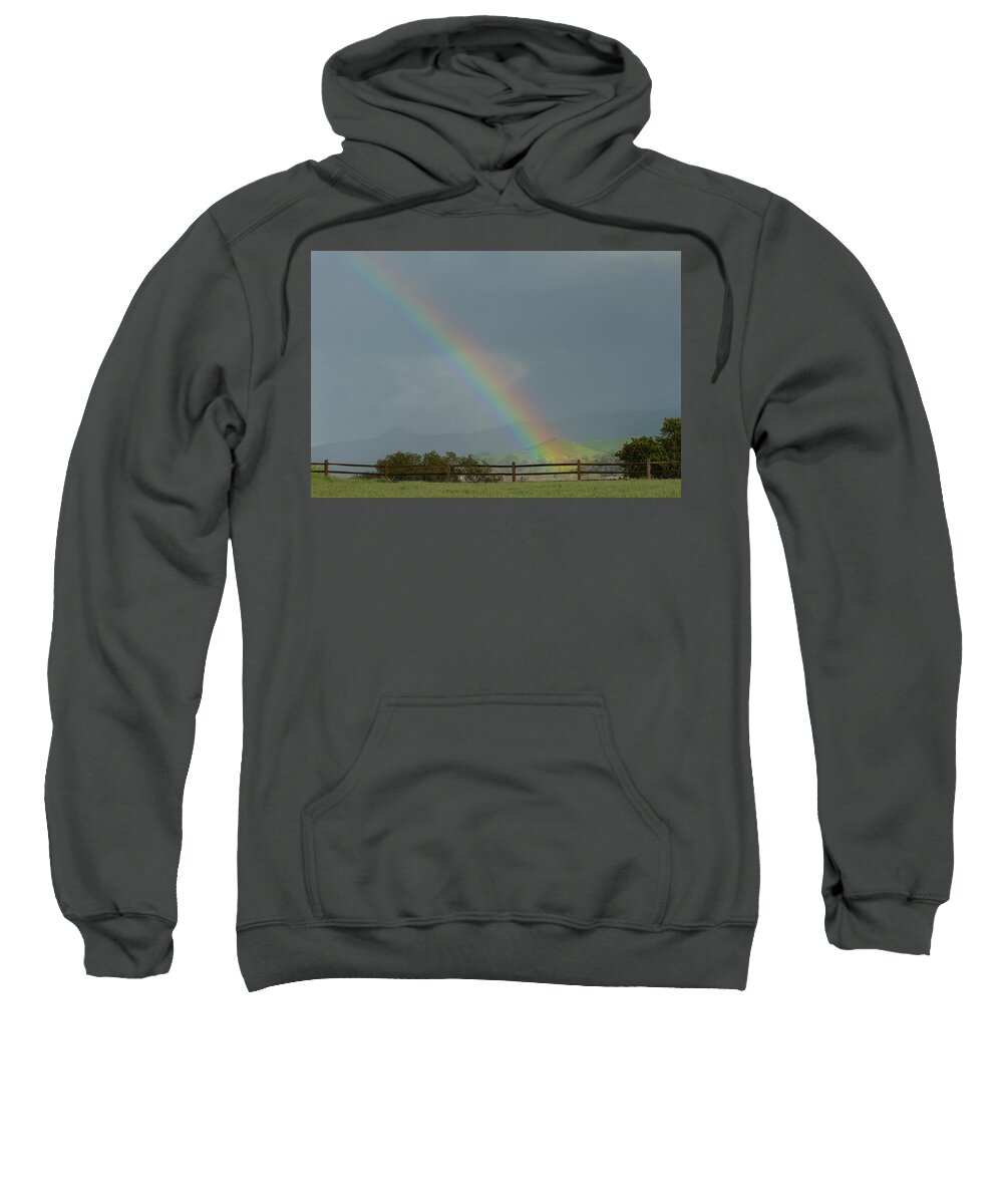 Solvang Sweatshirt featuring the photograph Rainbow on Valhalla Dr. by Paul Johnson