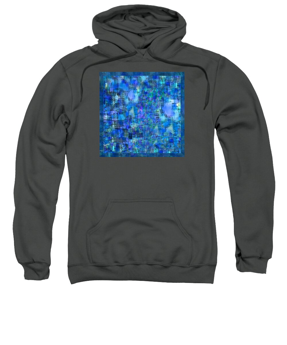 Blue Sweatshirt featuring the mixed media Rainy Day Blue Abstract by Michele Avanti