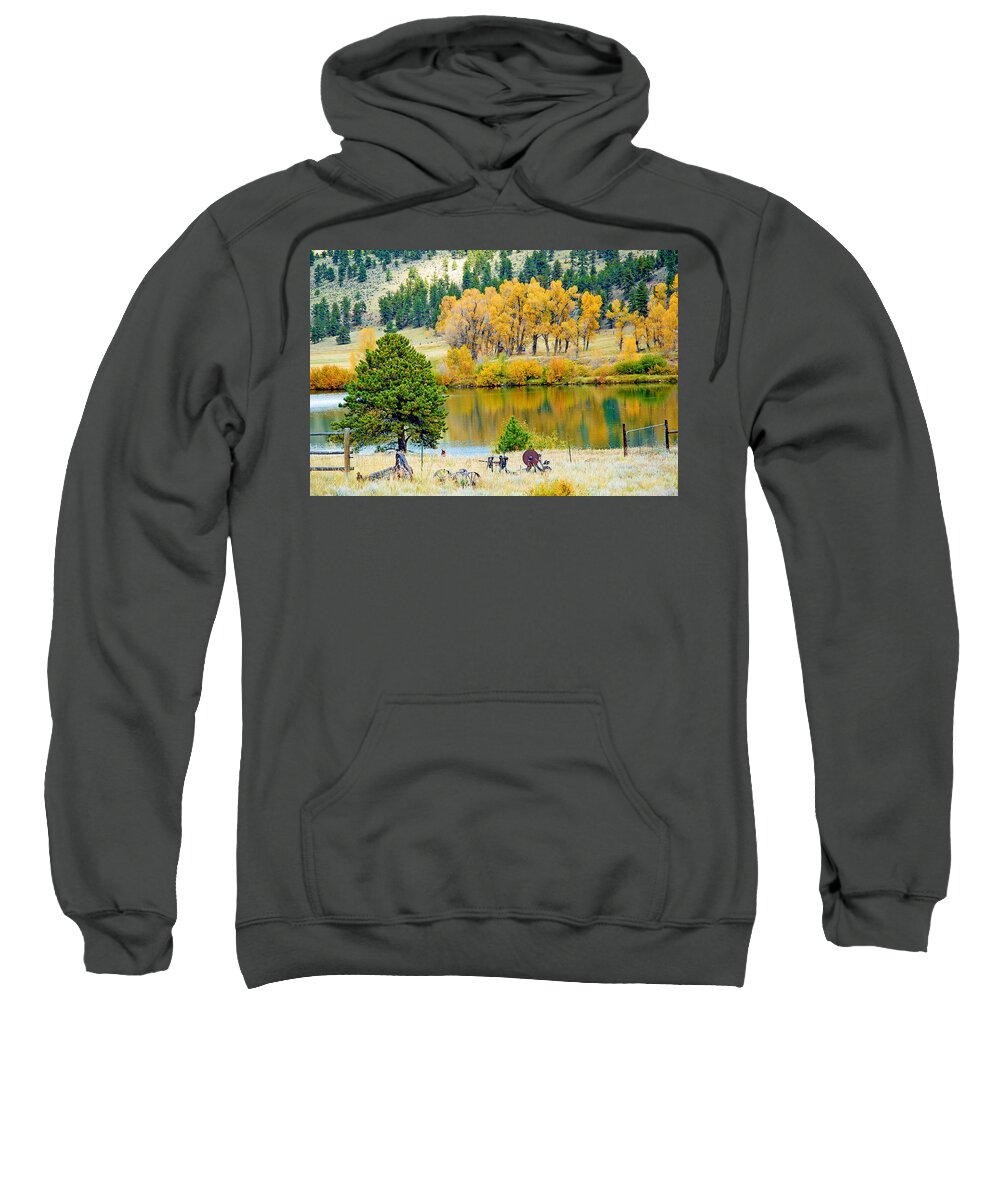 Pond Sweatshirt featuring the photograph Ranch Pond in Autumn by Robert Meyers-Lussier
