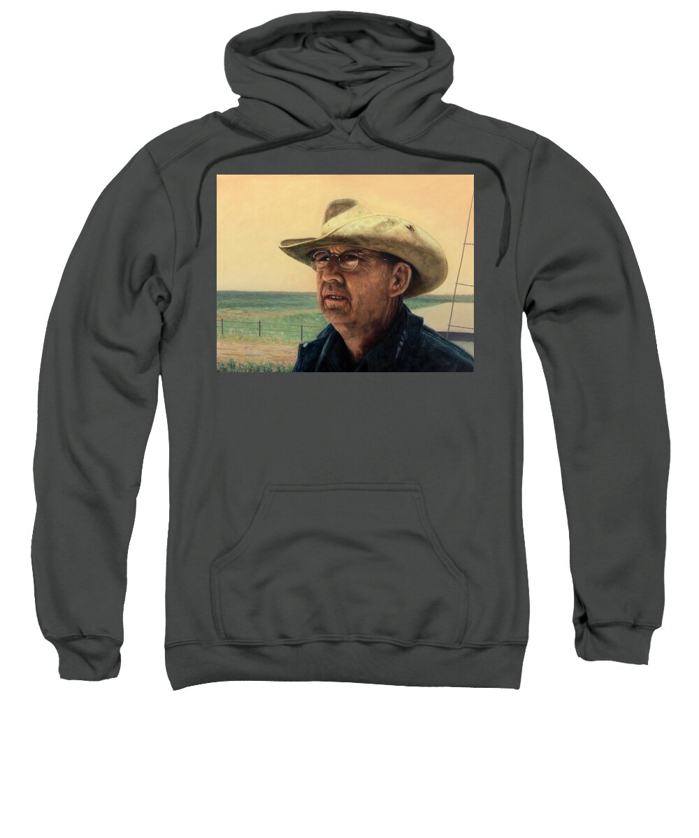 Rancher Sweatshirt featuring the painting Rancher by James W Johnson