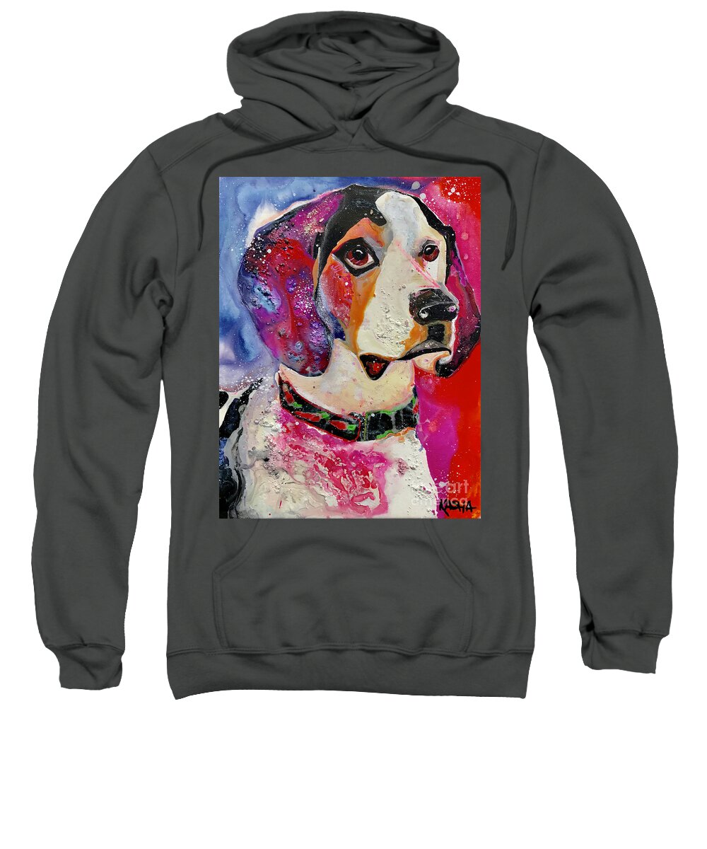 Beagle Sweatshirt featuring the painting Rascal by Kasha Ritter