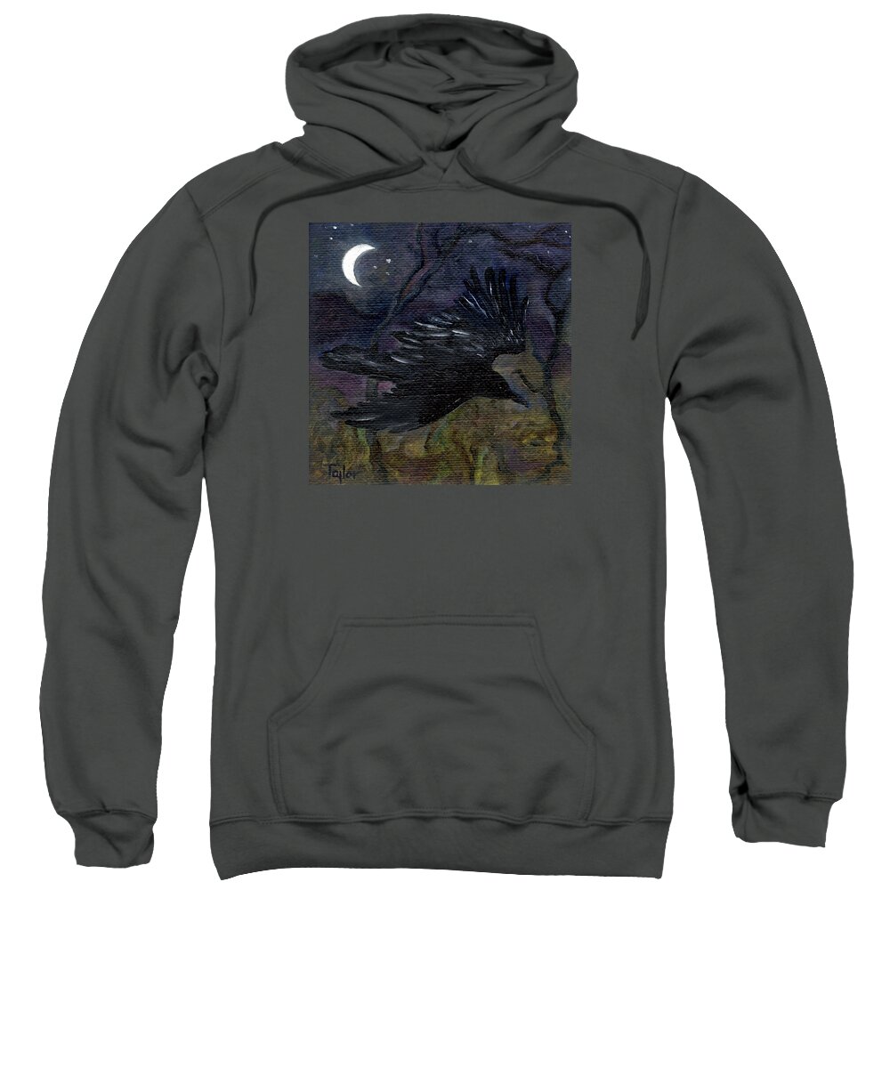 Flight Sweatshirt featuring the painting Raven in Stars by FT McKinstry