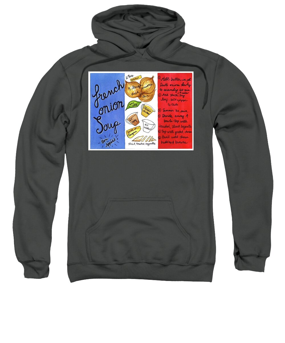 Illustration Sweatshirt featuring the painting Recipe French Onion Soup by Diane Fujimoto