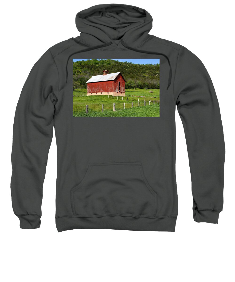 Red Barn Sweatshirt featuring the photograph Red Barn with Cupola by Larry Ricker