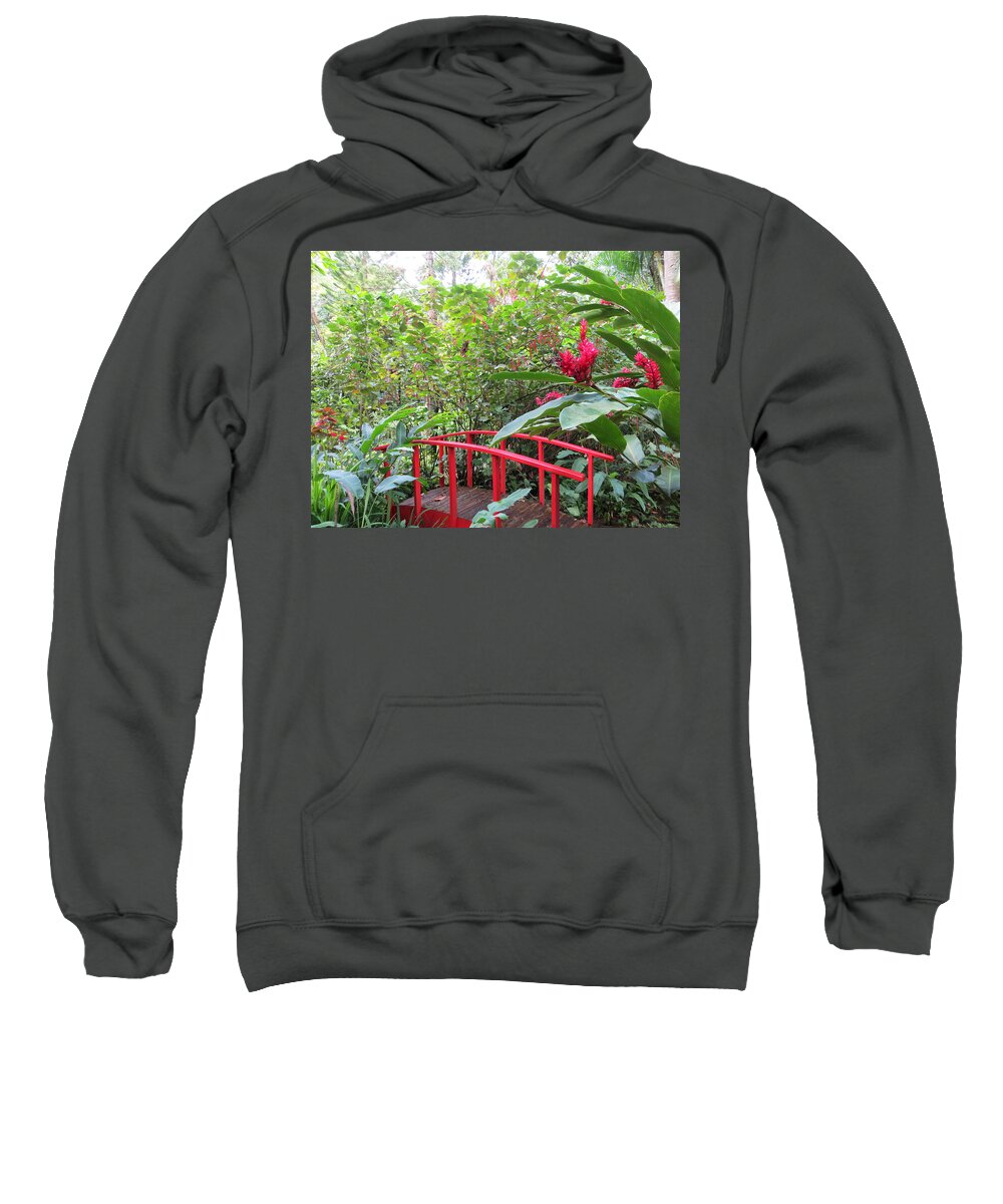Landscape Sweatshirt featuring the photograph Red Bridge by Teresa Wing
