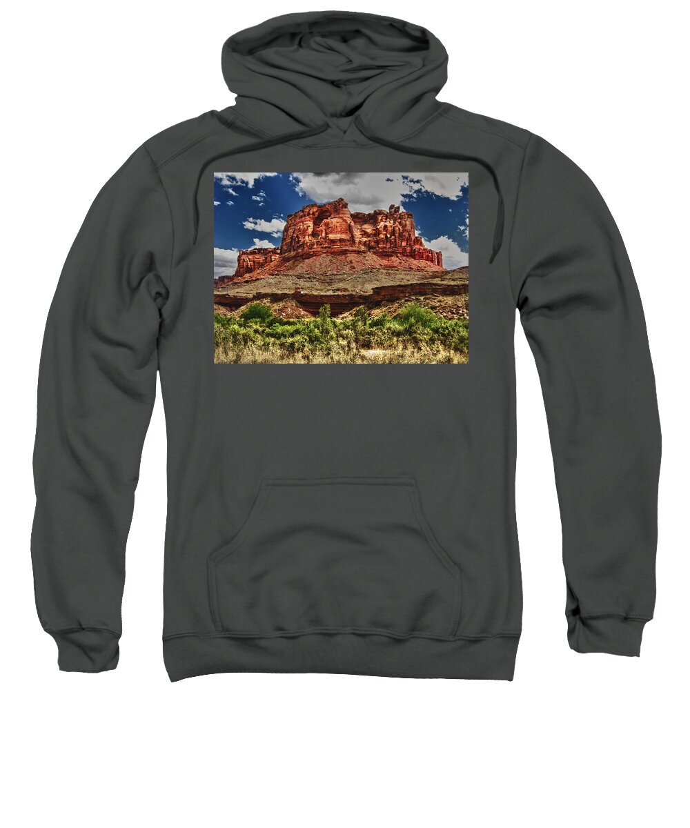 High Sweatshirt featuring the digital art Red Butte by Gary Baird