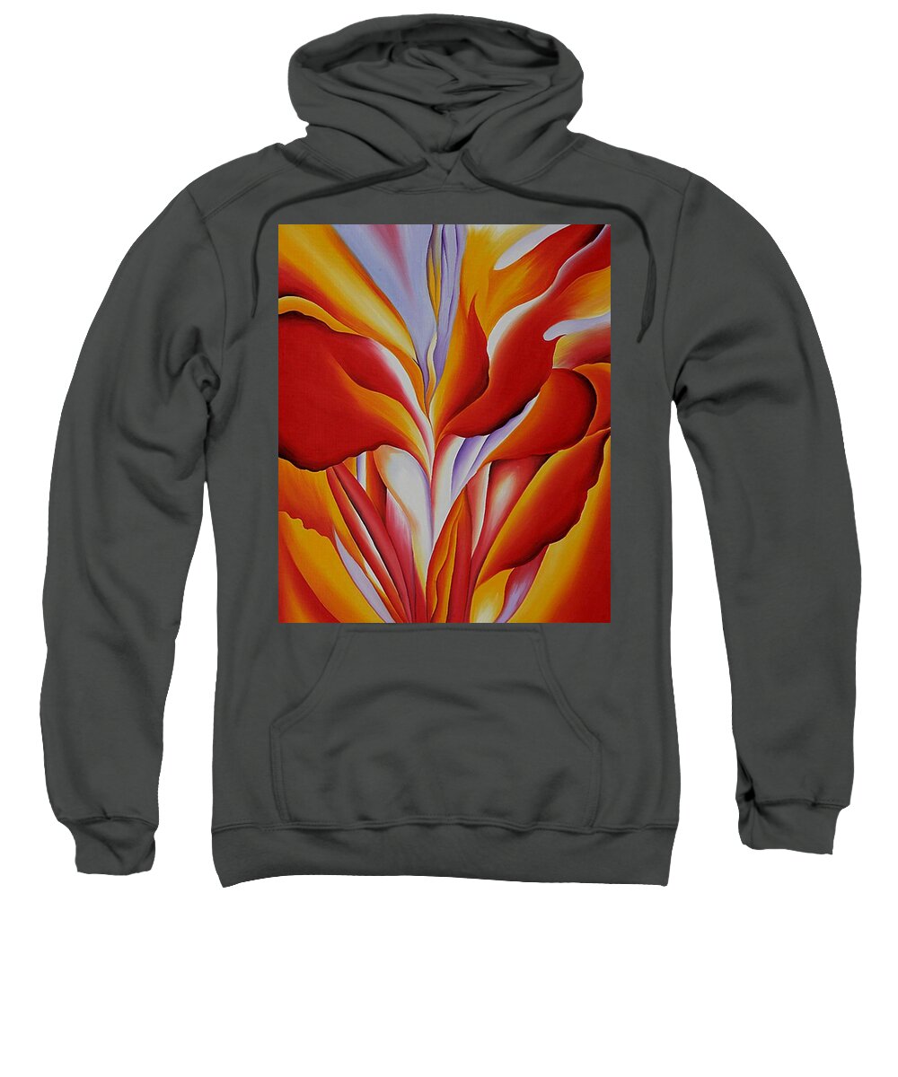 Red Sweatshirt featuring the painting Red Canna by Georgia OKeefe