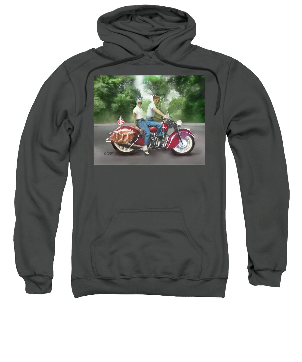 Motorcycles Sweatshirt featuring the digital art Red Hot and Ready by Colleen Taylor