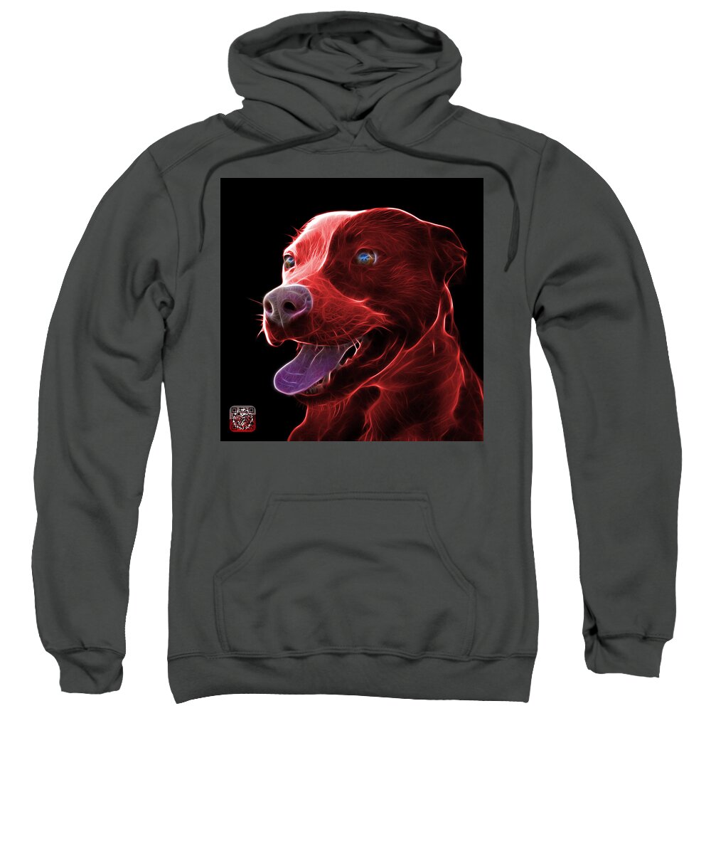 Pit Bull Sweatshirt featuring the mixed media Red Pit Bull Fractal Pop Art - 7773 - F - BB by James Ahn
