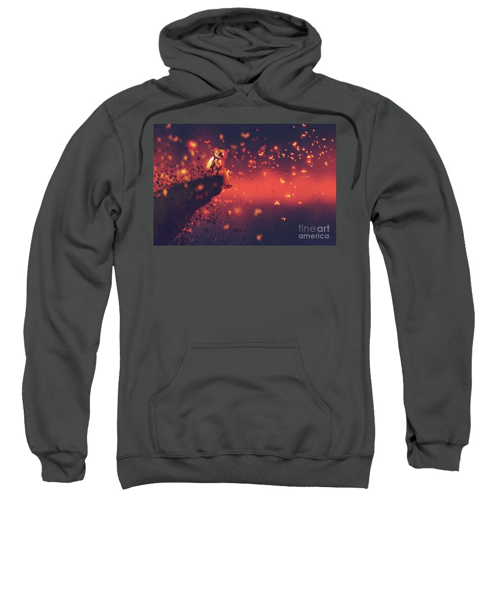 Acrylic Sweatshirt featuring the painting Red planet by Tithi Luadthong