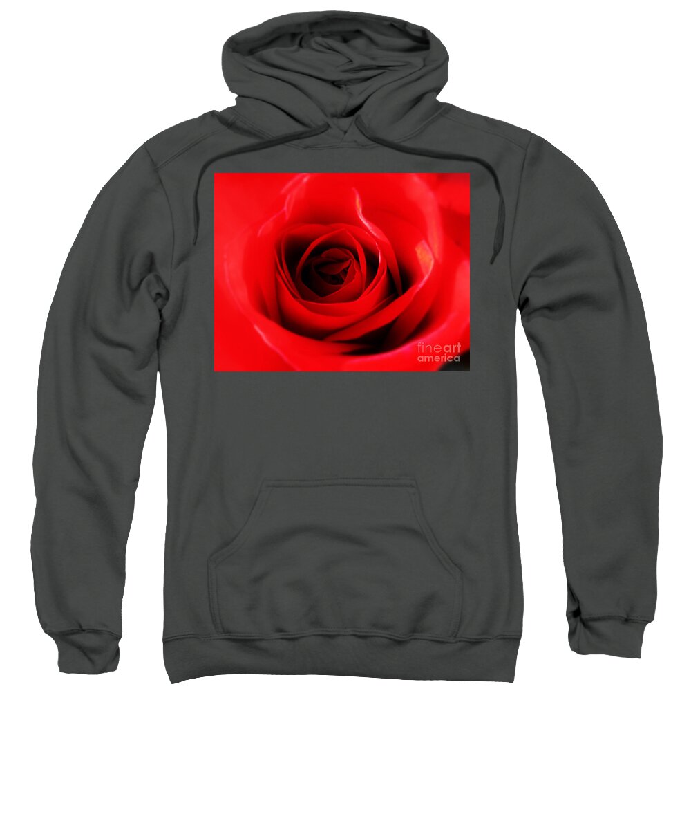 Red Sweatshirt featuring the photograph Red Rose by Nina Ficur Feenan