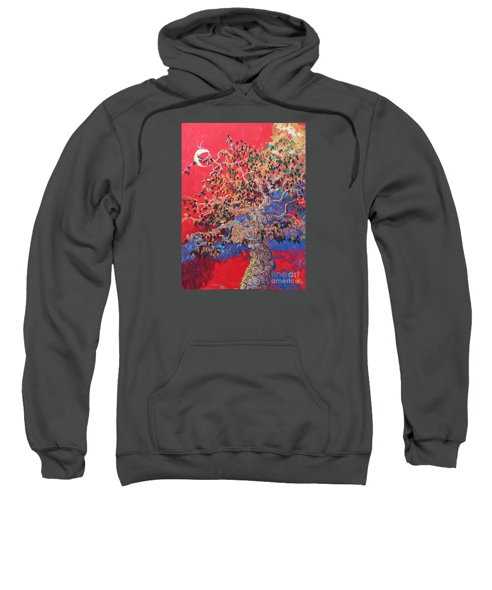 Impressionism Sweatshirt featuring the painting Red Sky And Tree by Stefan Duncan