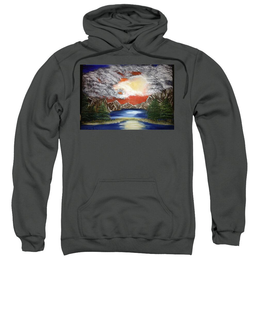 Sunset Sweatshirt featuring the painting Red Sunset by Suzanne Surber