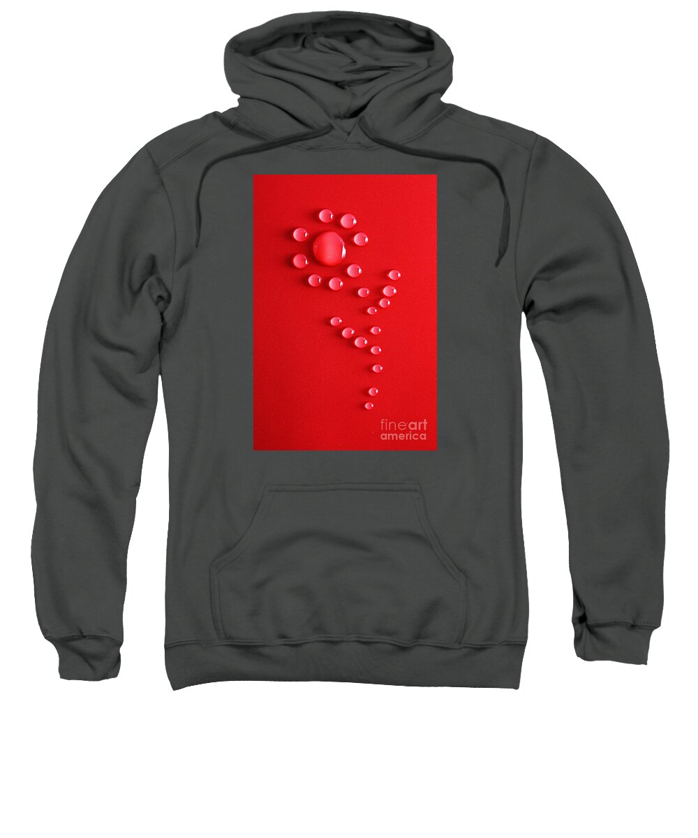 Red Water Flower Drop Drops Abstract Sweatshirt featuring the photograph Red Water Flower 7111 by Ken DePue