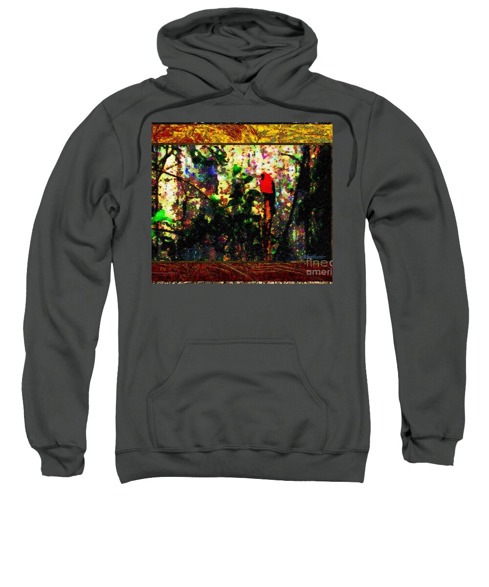 Earth Day Sweatshirt featuring the painting Redbird Sifting Beauty out of Ashes by Aberjhani